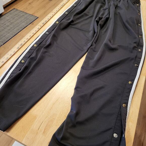 Adidas Extra Large Black Break Away Track Pants Elastic Waist Snap Stripe white - Picture 13 of 13